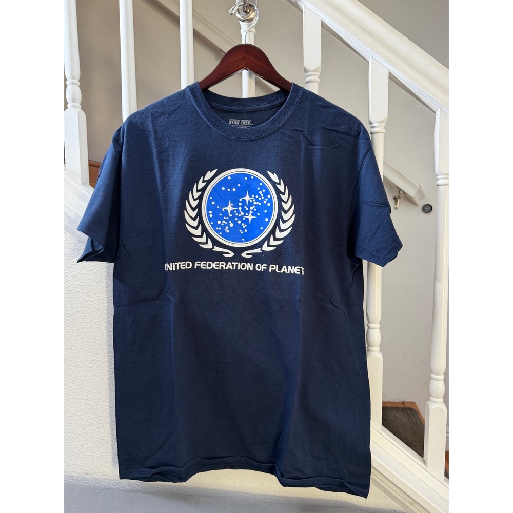 Star Trek United Federation of Planets Navy Blue Graphic T-Shirt Mens Large L